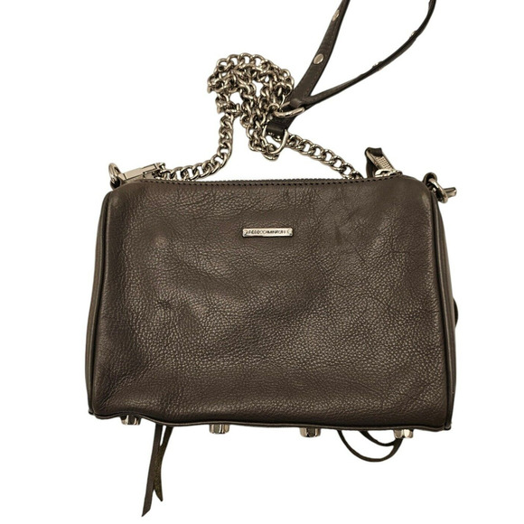 Rebecca Minkoff Gray Crossbody Leather Mini 5 Zip Convertible Bag Handbag - Picture 3 of 12